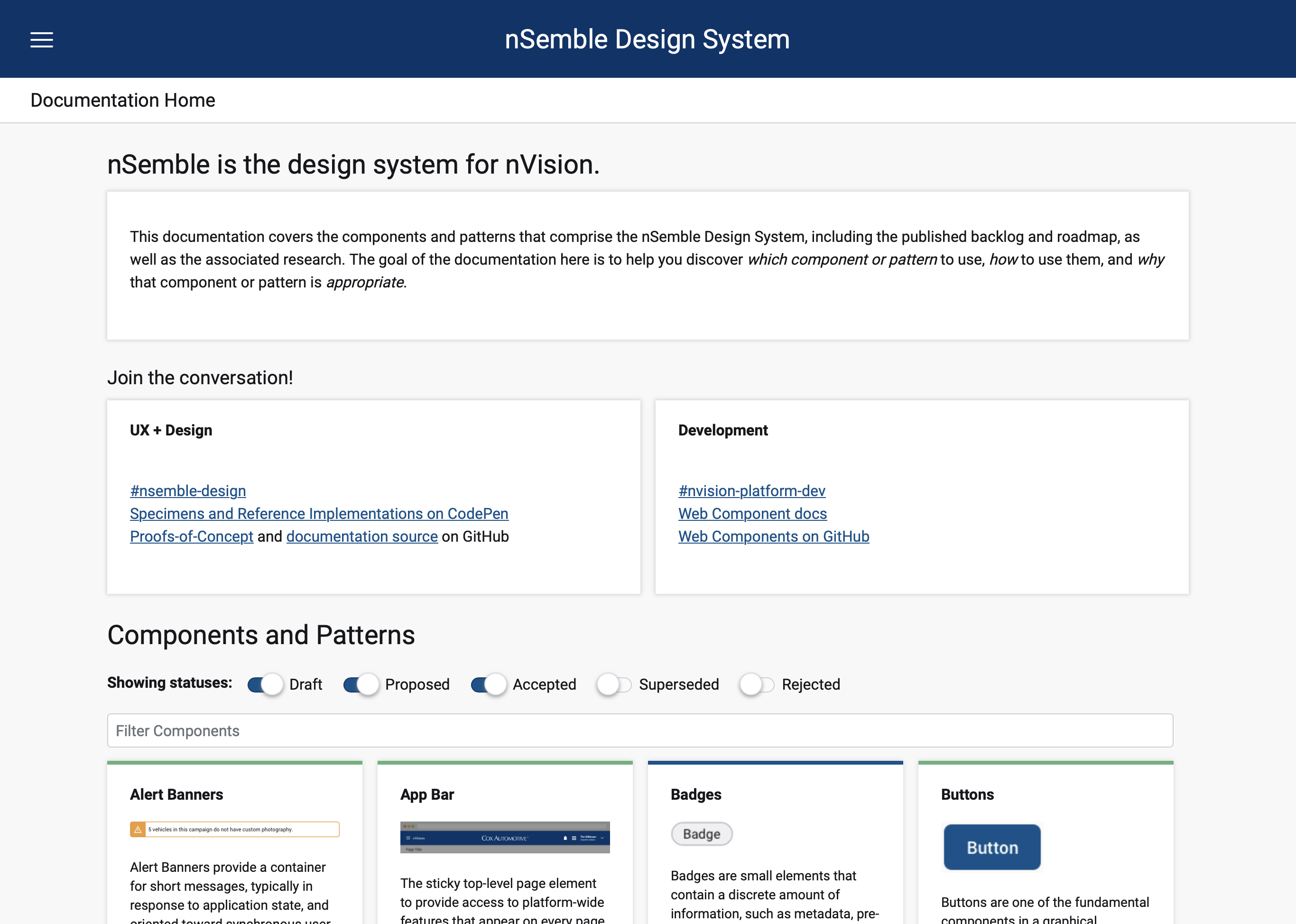 Screenshot of nSemble documentation site