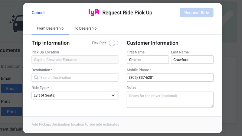 Task flows of Engage + Rideshare integration