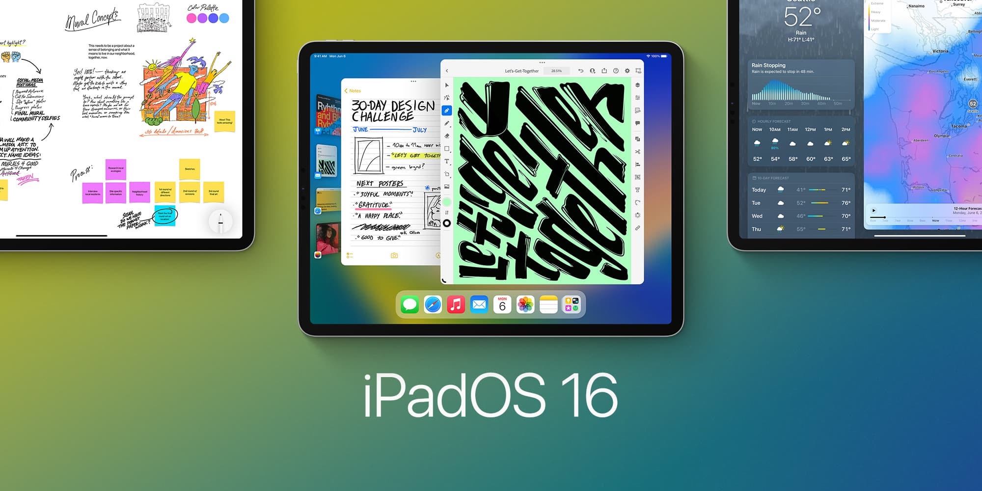 Three screens of new features in iPadOS 16